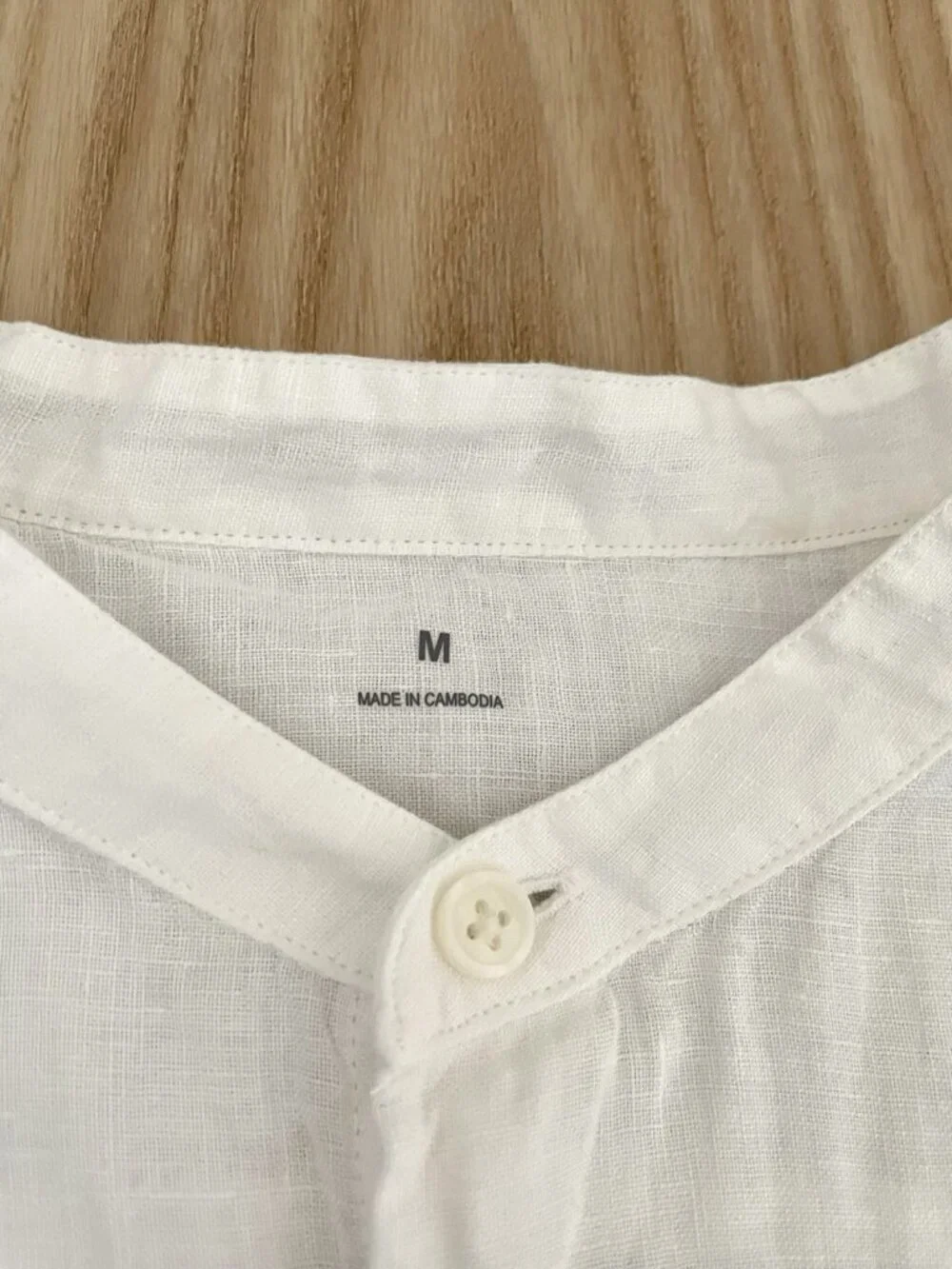 MUJI 100% Linen Oversized Mandarin Collar Button Front Top White size Medium - Picture 5 of 7
